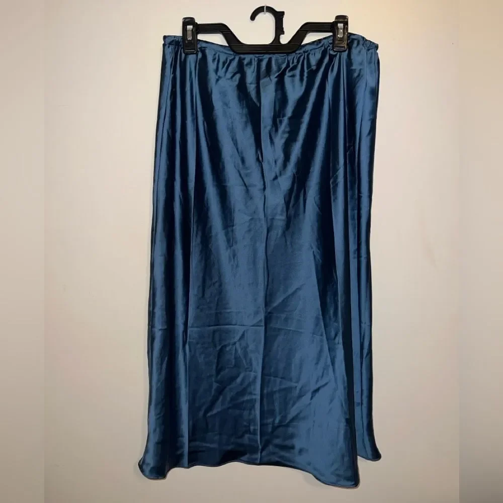NWOT Haven Well Within Talbots Large Flowy Drawstring Midi Skirt Satin